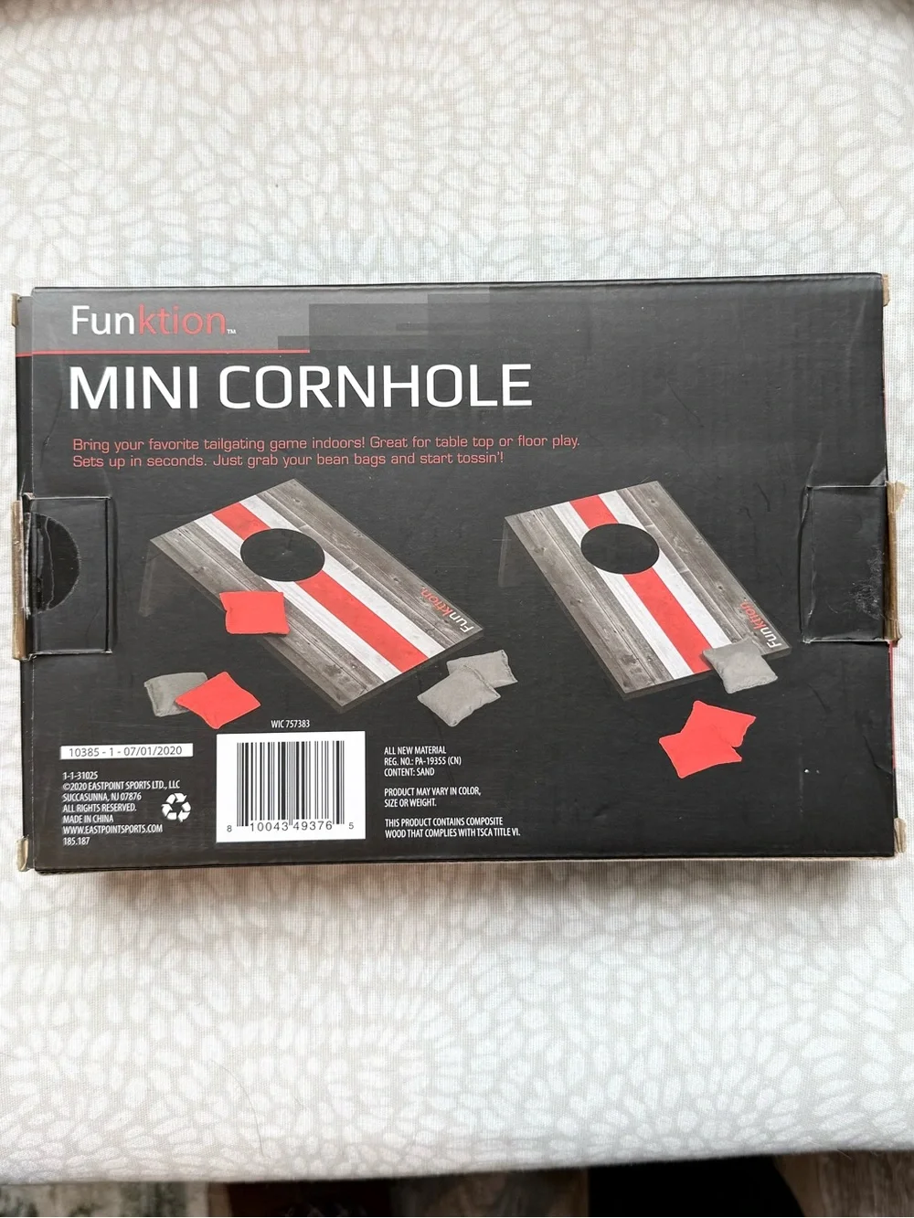 Funktion Mini Cornhole Set 2 Boards 8 Bean Bags Indoor Tabletop Game